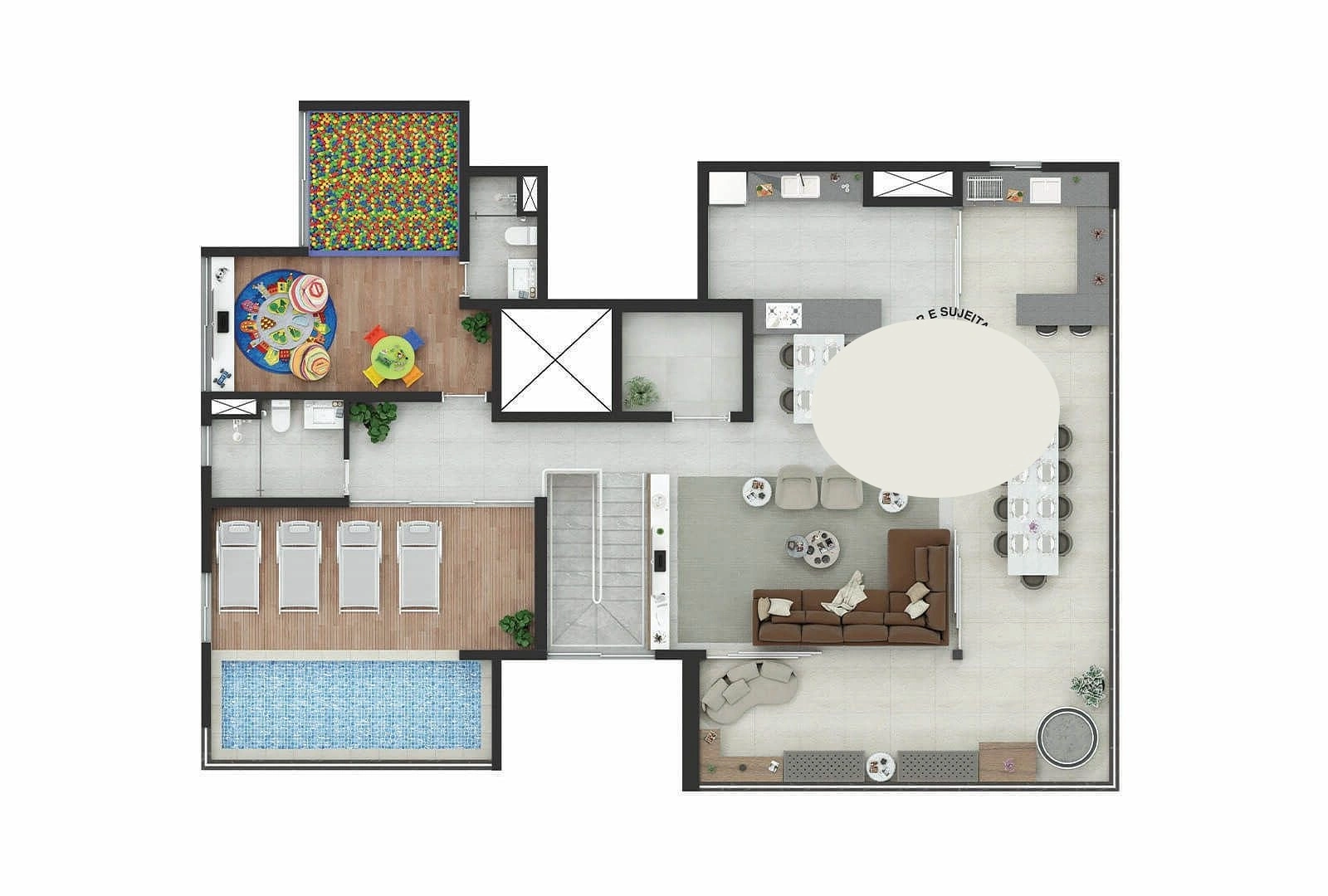 Planta superior da cobertura do Edge Pinheiros