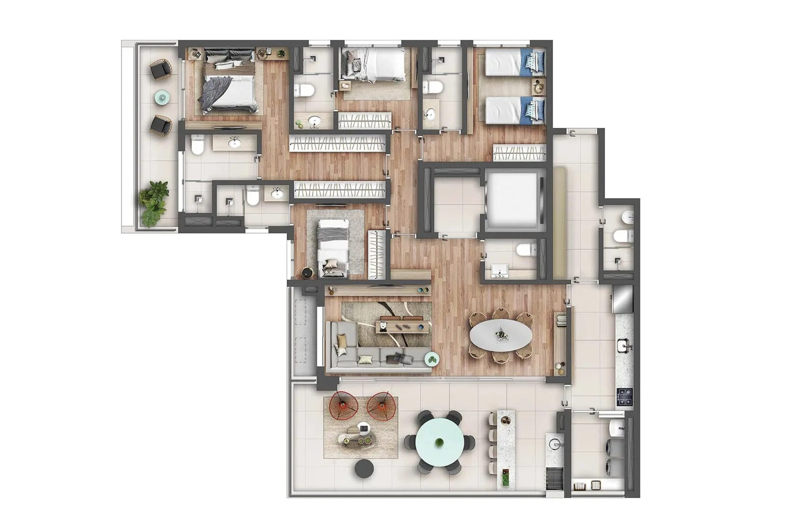 Planta de 184 m2 do Essential Perdizes